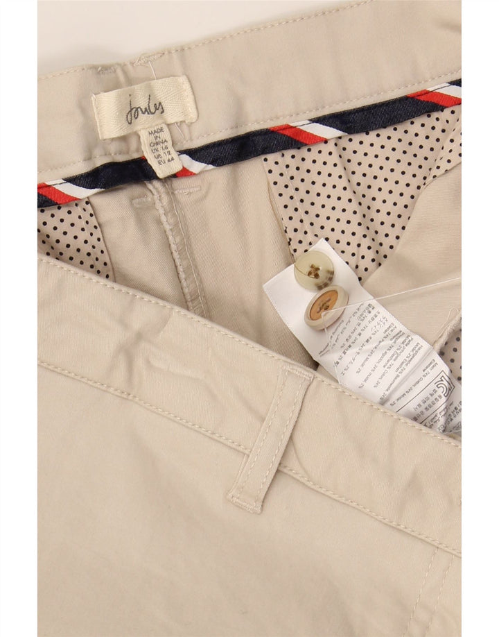 JOULES Dame Slim Cropped Trousers UK 16 Large W36 L25 Beige Bomuld