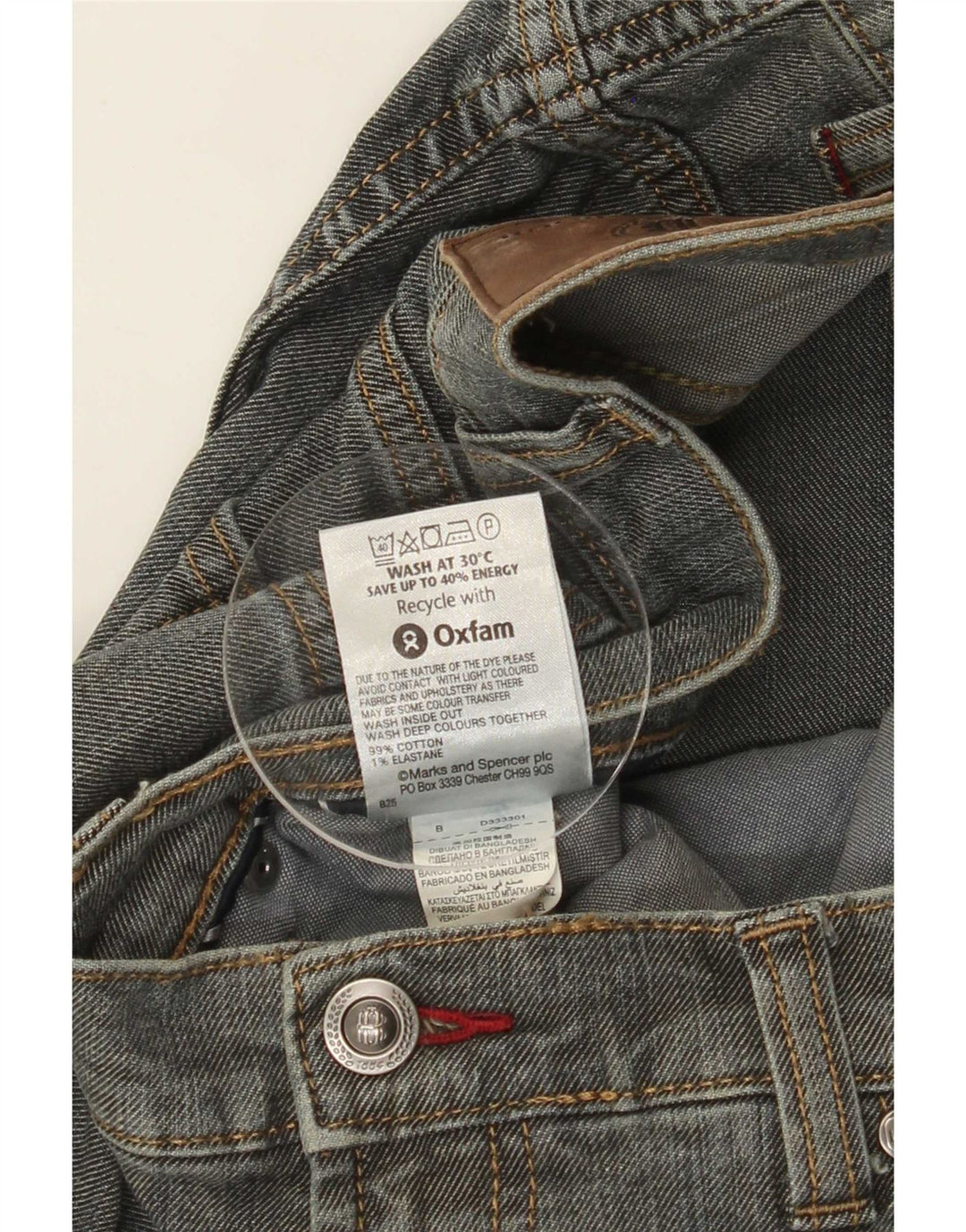 Marks & Spencer Straight Jeans til mænd W34 L29 Grå bomuld