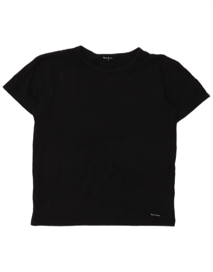 Paul Smith Dame T-Shirt Top UK 14 Medium Sort Bomuld