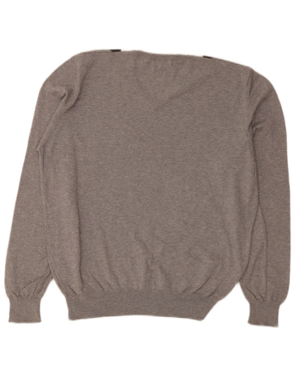 Brooksfield Herre V-hals sweater IT 50 Medium Grey Argyle/Diamond