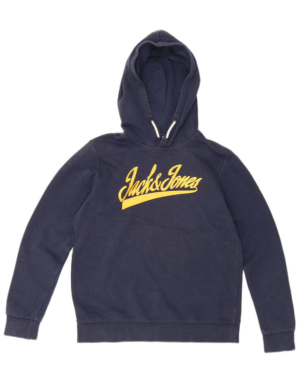 Jack & Jones Grafisk hættetrøje til drenge 13-14 år marineblå bomuld