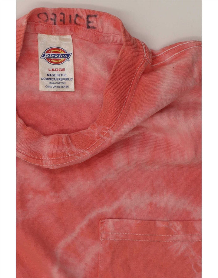 Dickies Herre T-Shirt Top Large Pink Tie Dye Bomuld
