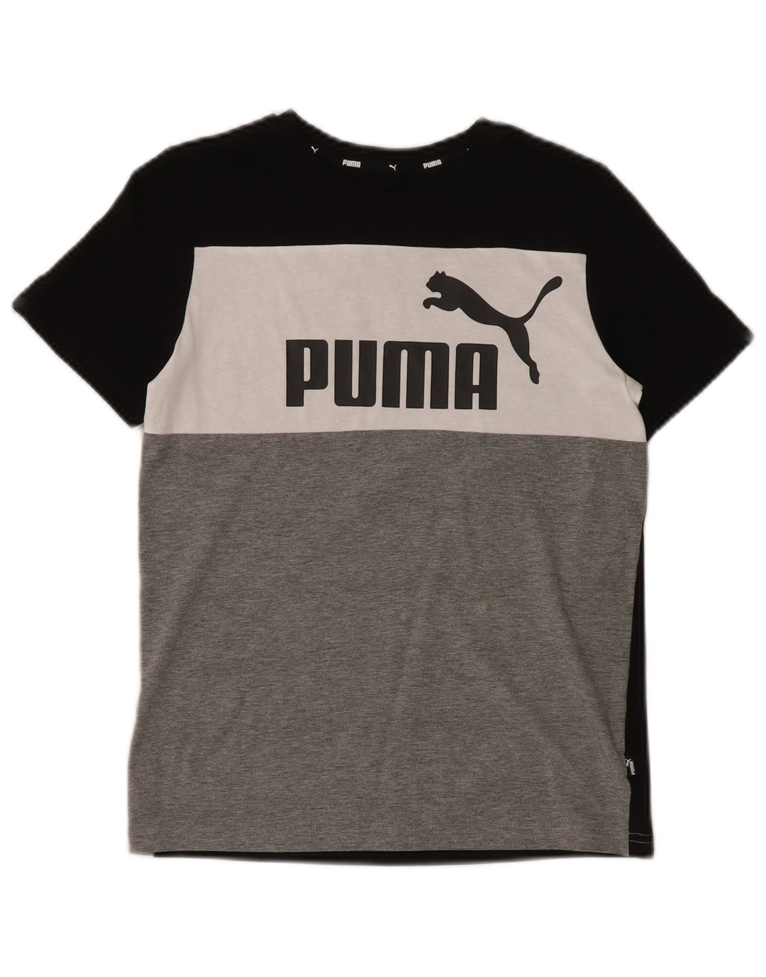 Puma Boys Grafisk T-Shirt Top 11-12 år Sort Colourblock Bomuld