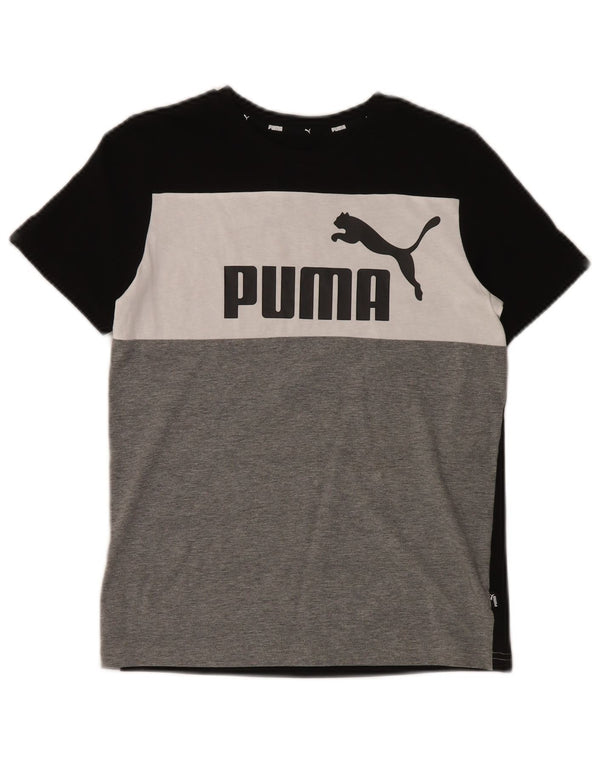 Puma Boys Grafisk T-Shirt Top 11-12 år Sort Colourblock Bomuld