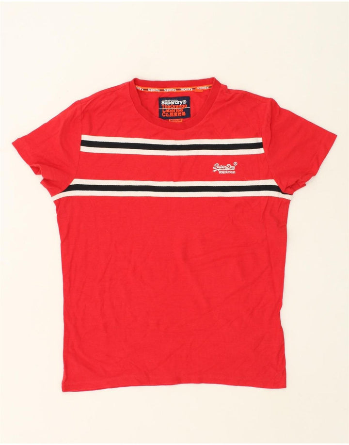 SUPERDRY Mens T-Shirt Top Medium Red Striped Cotton Vintage Superdry and Second-Hand Superdry from Messina Hembry 