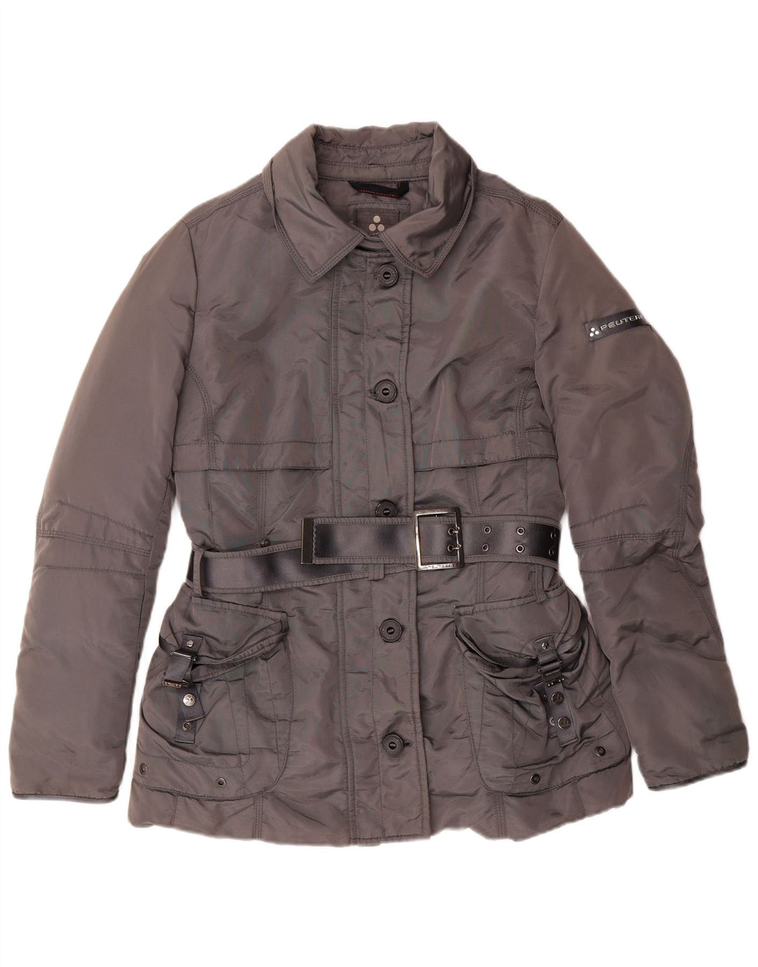 PEUTEREY, polstret jakke til kvinder, IT 46, stor grå polyamid Classic