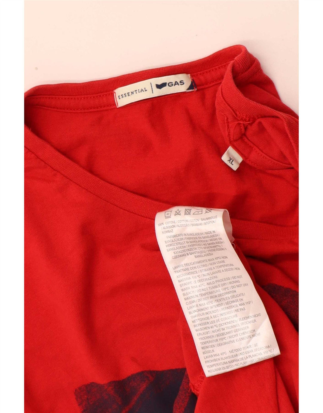 Gas Herre Grafisk T-Shirt Top XL Rød Bomuld