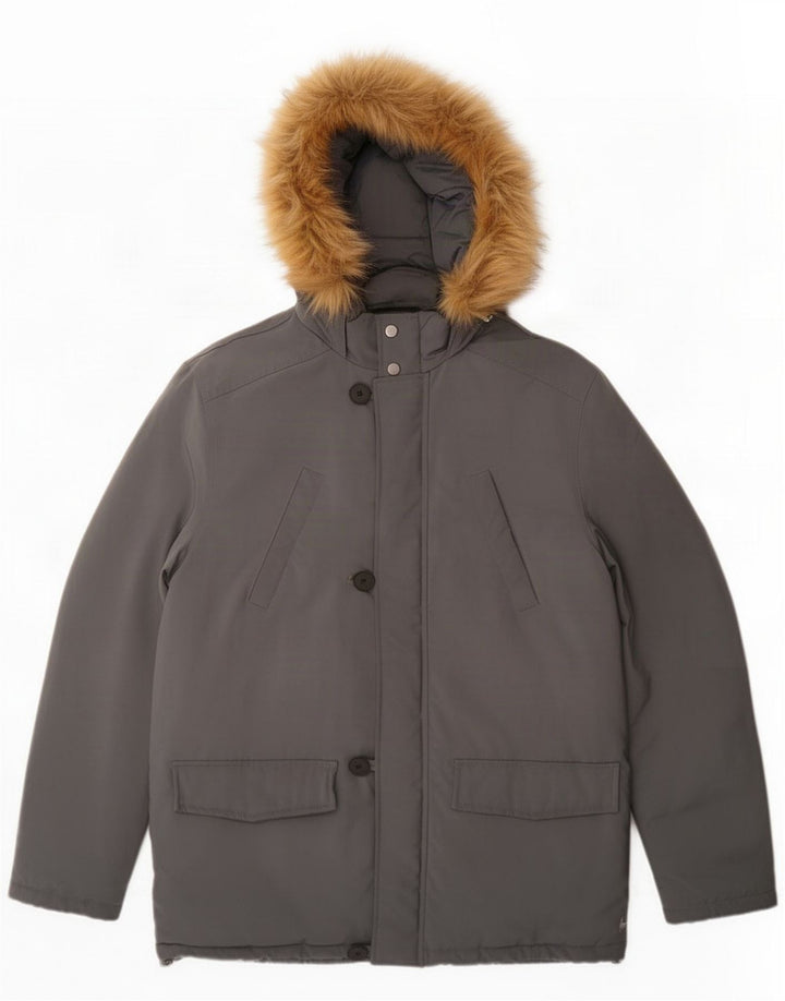 Jack Wills Herre hættepolstret jakke UK 40 Large Grå Polyester