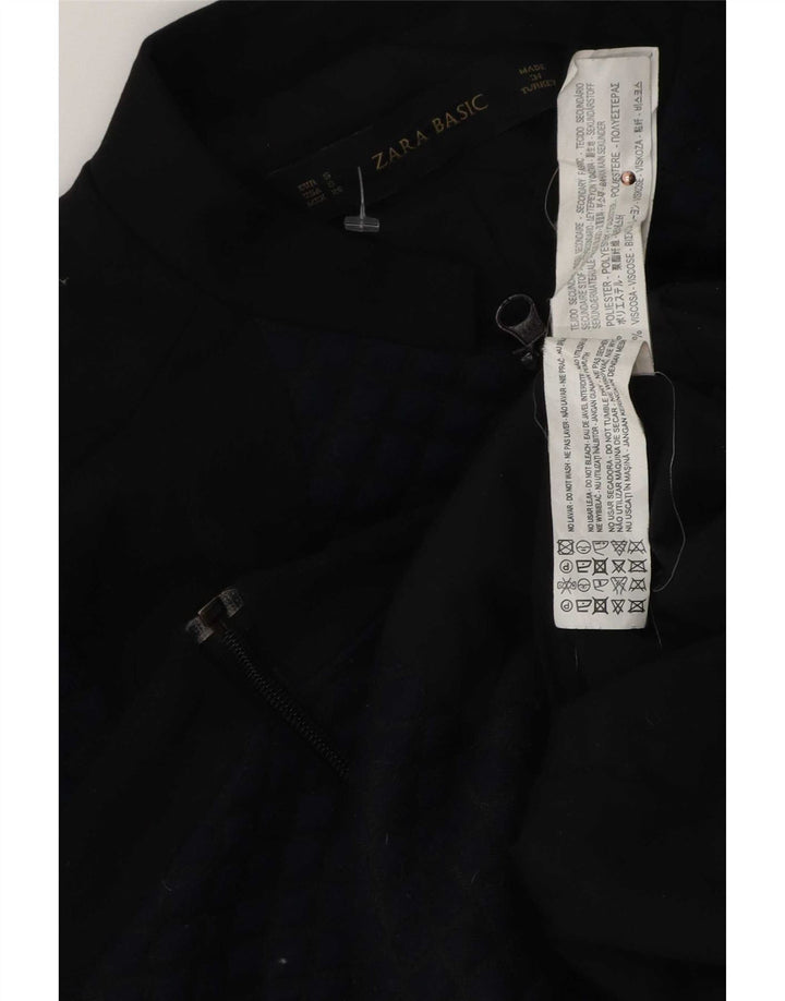 Zara Womens Oversized Bomber Jacket UK 10 Small Navy Blue Colourblock