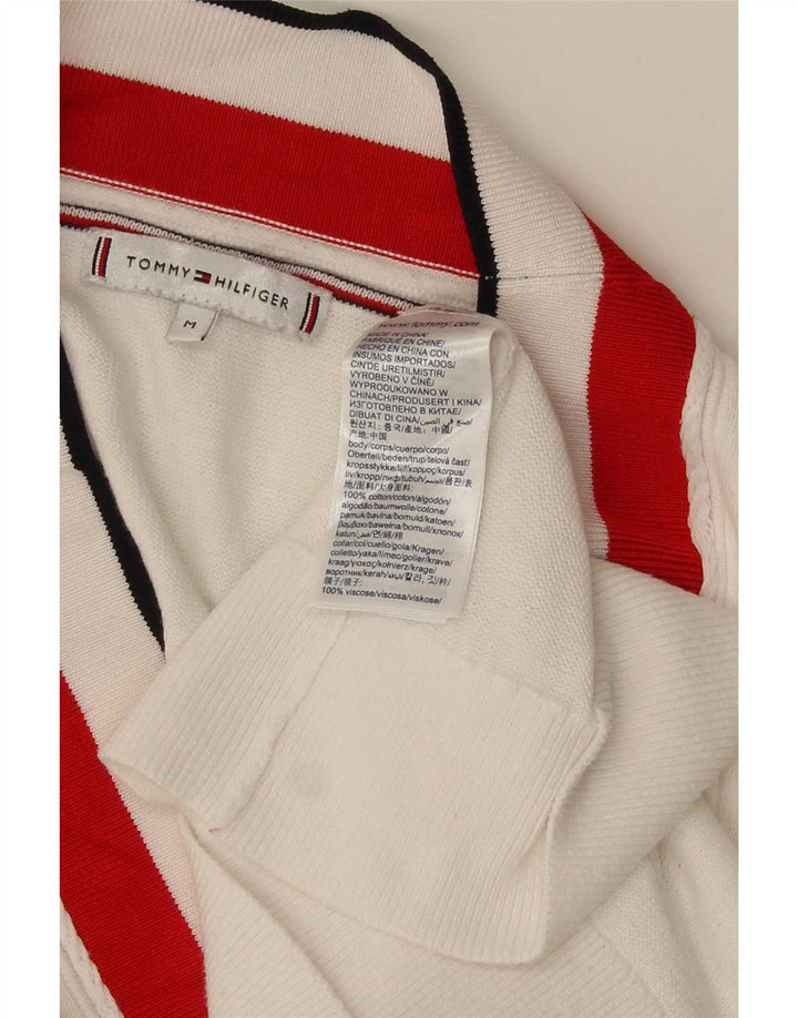 Tommy Hilfiger Dame V-hals sweater UK 14 Medium White Colourblock