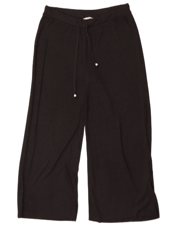 Zara Womens Tracksuit Bukser med brede ben UK 18 XL Sort
