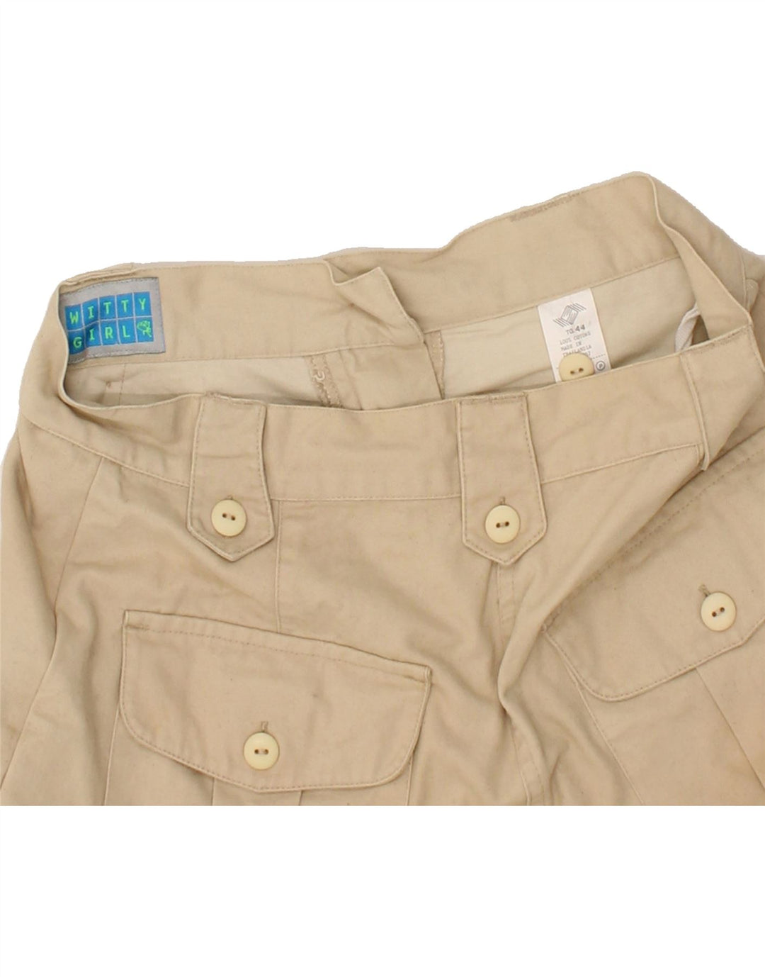 VINTAGE Womens Chino Shorts IT 44 Medium W28 Beige Cotton Vintage Vintage and Second-Hand Vintage from Messina Hembry 