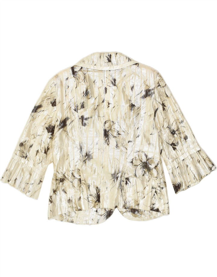VINTAGE Womens 2 Button 2 Button Blazer Jacket IT 44 Medium Beige Floral | Vintage Vintage | Thrift | Second-Hand Vintage | Used Clothing | Messina Hembry 