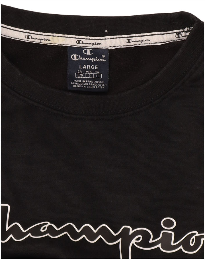 Champion Herre Grafisk Sweatshirt Jumper Large Sort
