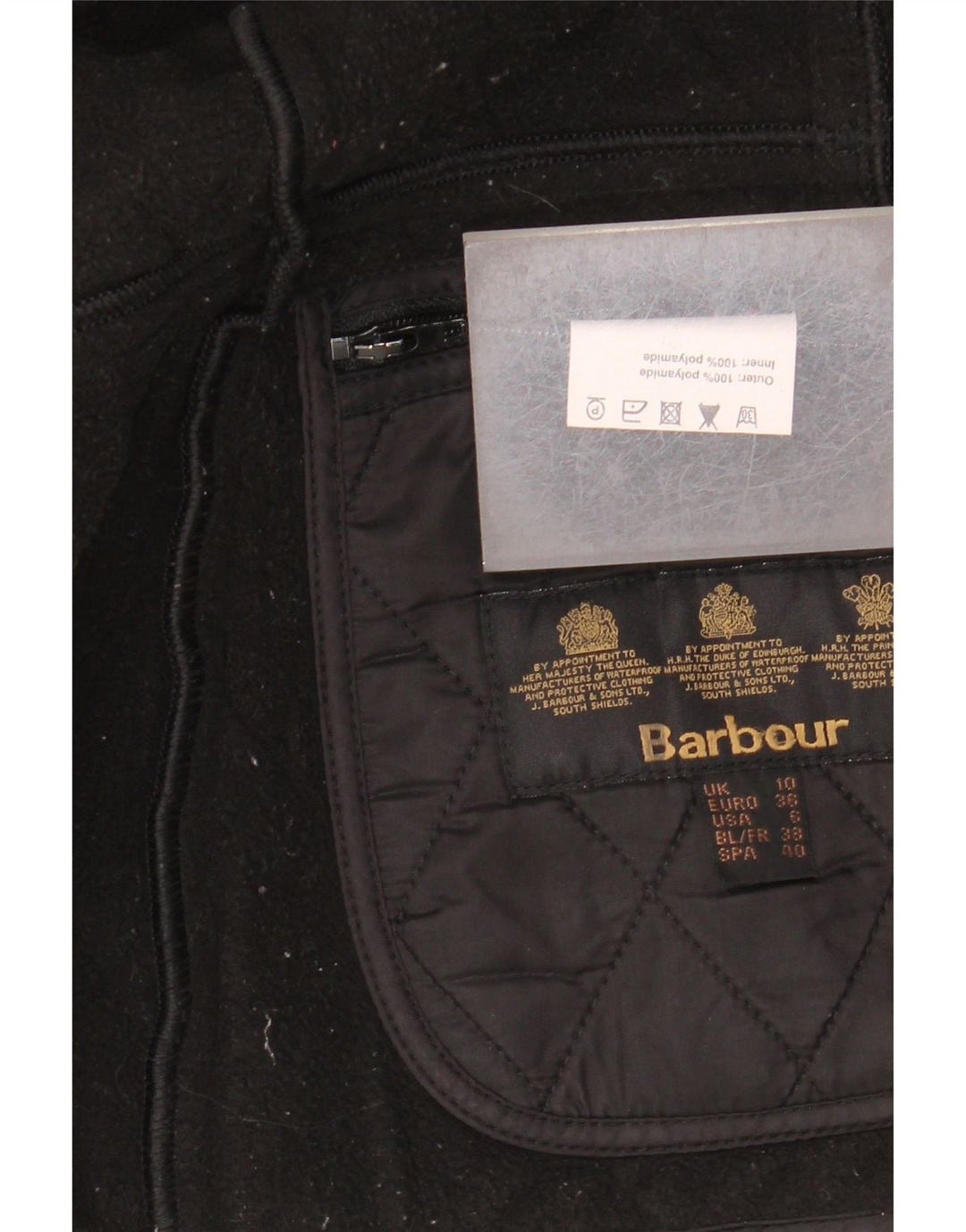 Barbour Quiltet jakke til kvinder UK 10 Lille sort polyamid