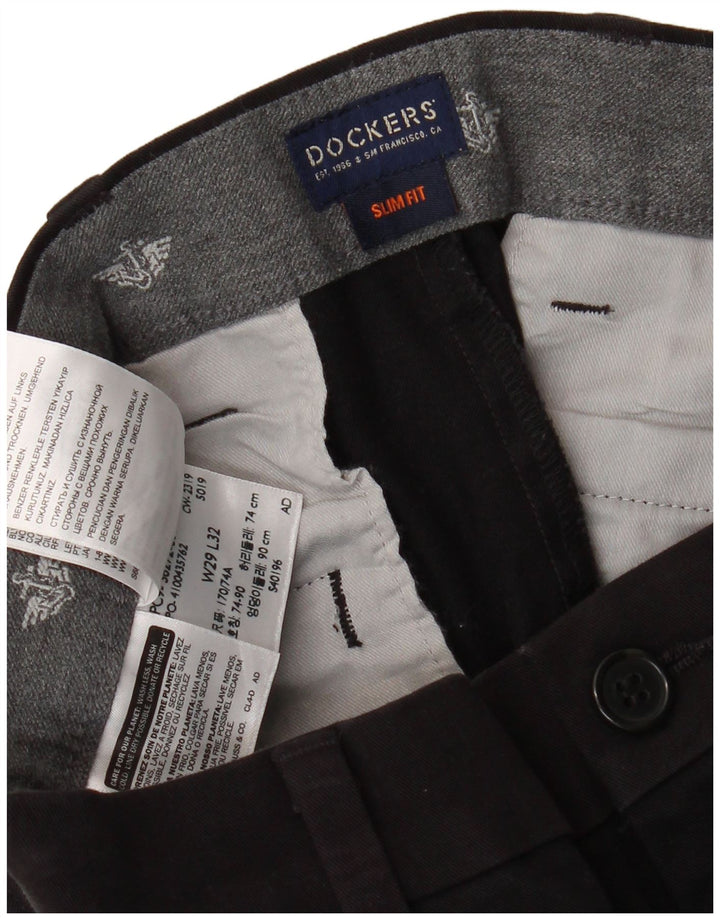 DOCKERS Slim Fit Chinobukser til mænd W29 L29 Sort bomuld