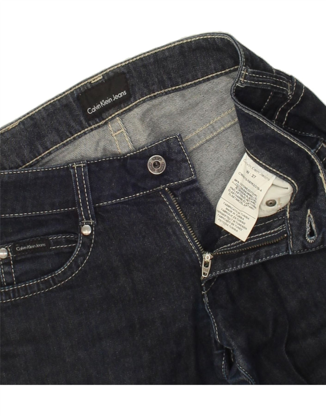 CALVIN KLEIN Womens Slim Jeans W27 L27 Navy Blue Cotton Vintage Calvin Klein and Second-Hand Calvin Klein from Messina Hembry 