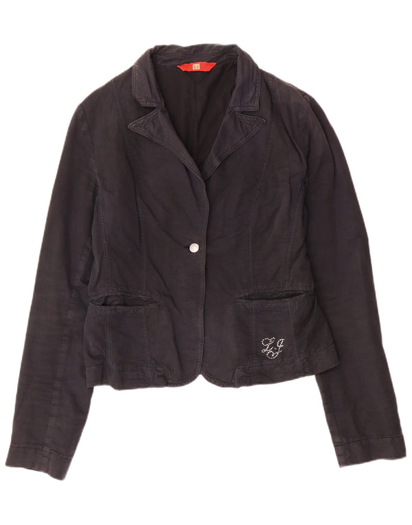 Liu Jo Womens 1 Button Blazer Jacket IT 46 Large Navy Blue Cotton