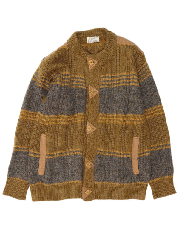Schiatti&Co Herre Cardigan Sweater Medium Grøn Colourblock Mohair