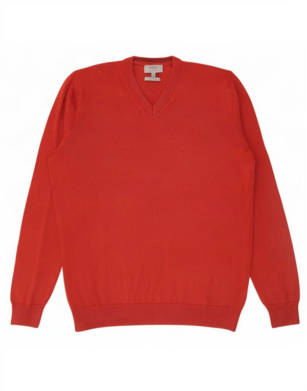 Marks & Spencer Herre V-hals sweater Medium rød bomuld