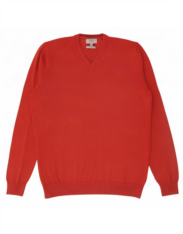 Marks & Spencer Herre V-hals sweater Medium rød bomuld