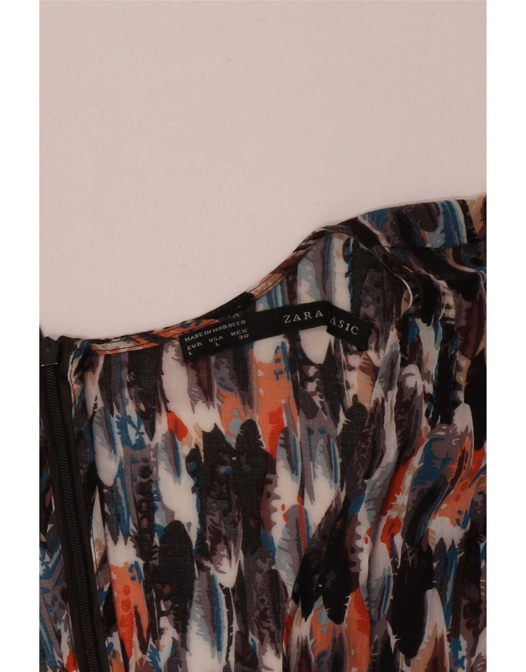 Zara kvinders abstrakt mønster 3/4-ærmet tunikatop UK 14 Stor flerfarvet