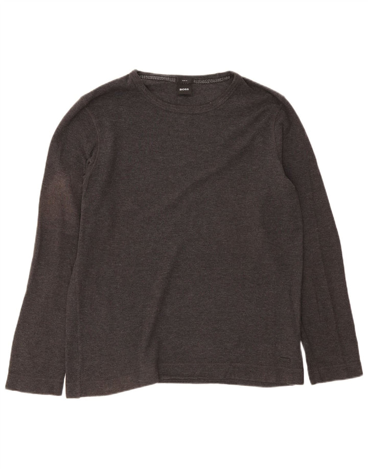 Hugo Boss Herre Slim Fit Top Langærmet Stor Grå Bomuld