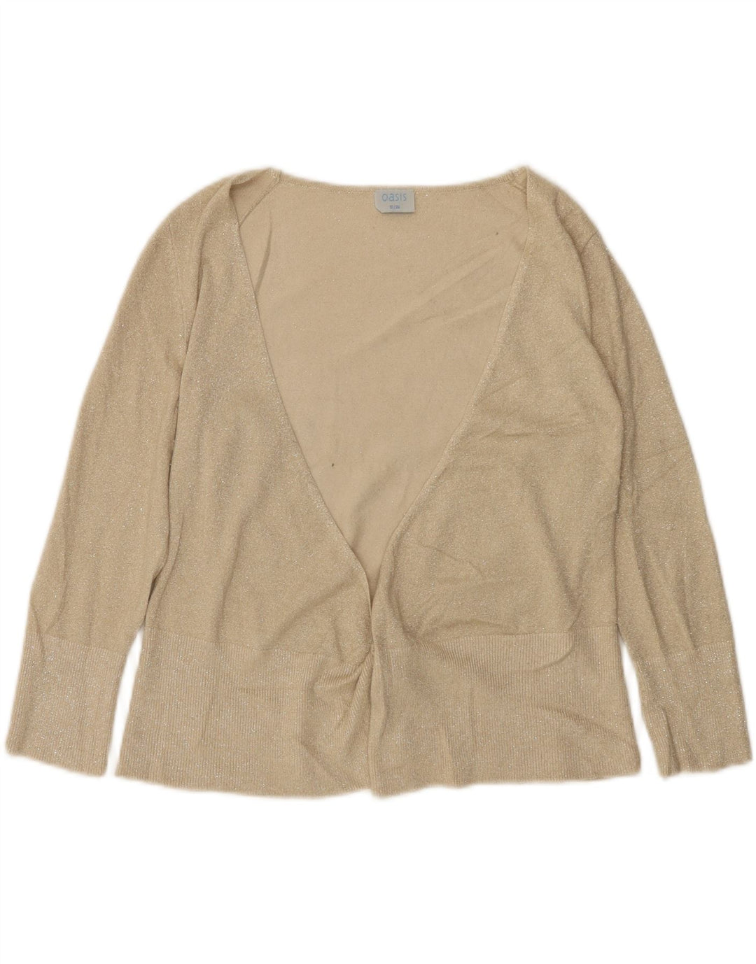 Oasis Womens Open Cardigan Sweater UK 10 Small Beige Viscose