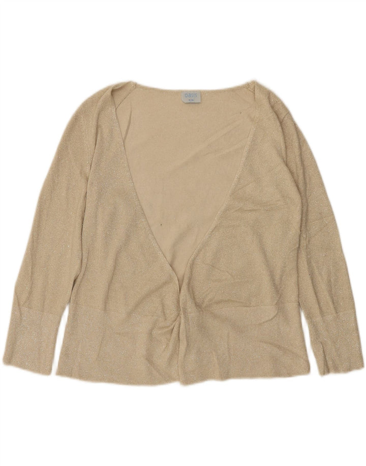 Oasis Womens Open Cardigan Sweater UK 10 Small Beige Viscose