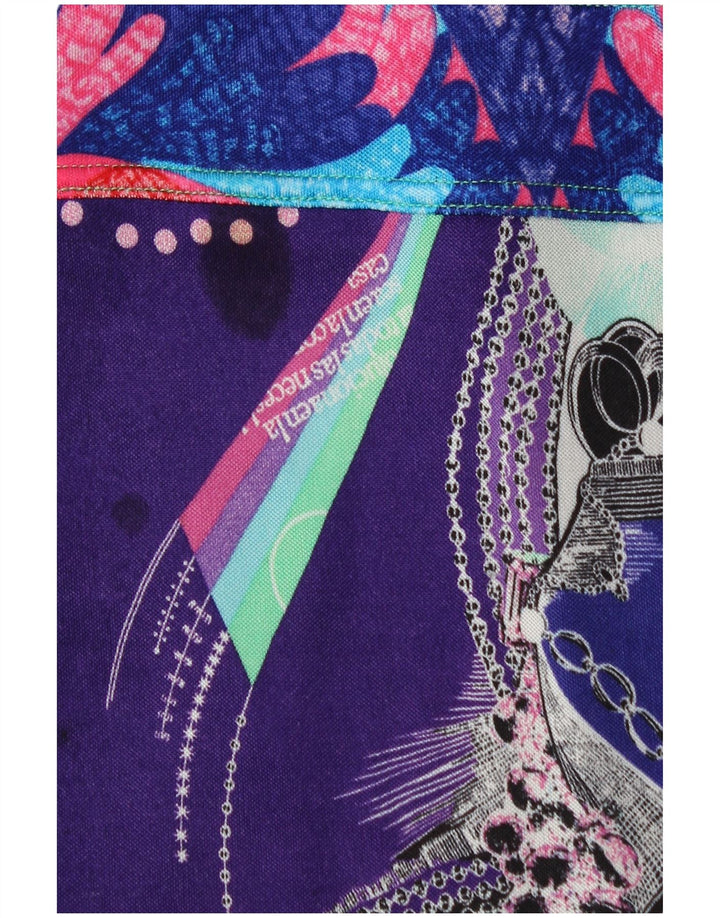 CUSTO BARCELONA Kvinder abstrakt mønster A-line kjole UK 4 XS Lilla