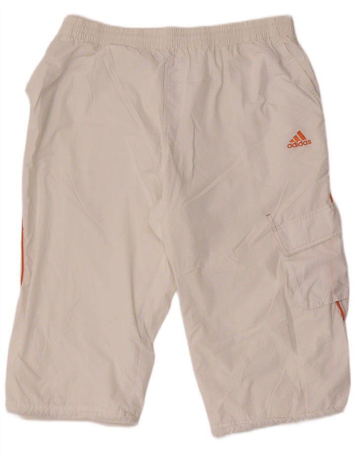 Adidas Herre Straight Cargo Capri Bukser XL W36 L19 Hvid Polyester