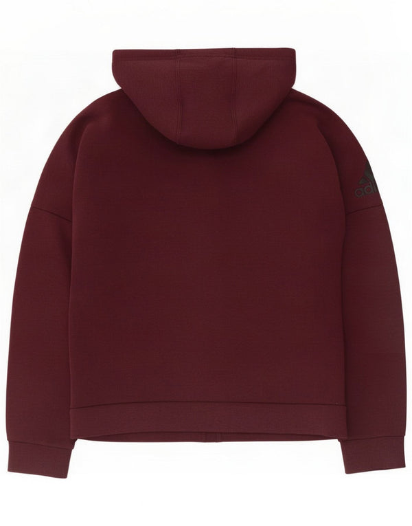 Adidas hættetrøje med lynlås til kvinder UK 10 Small Burgundy Cotton