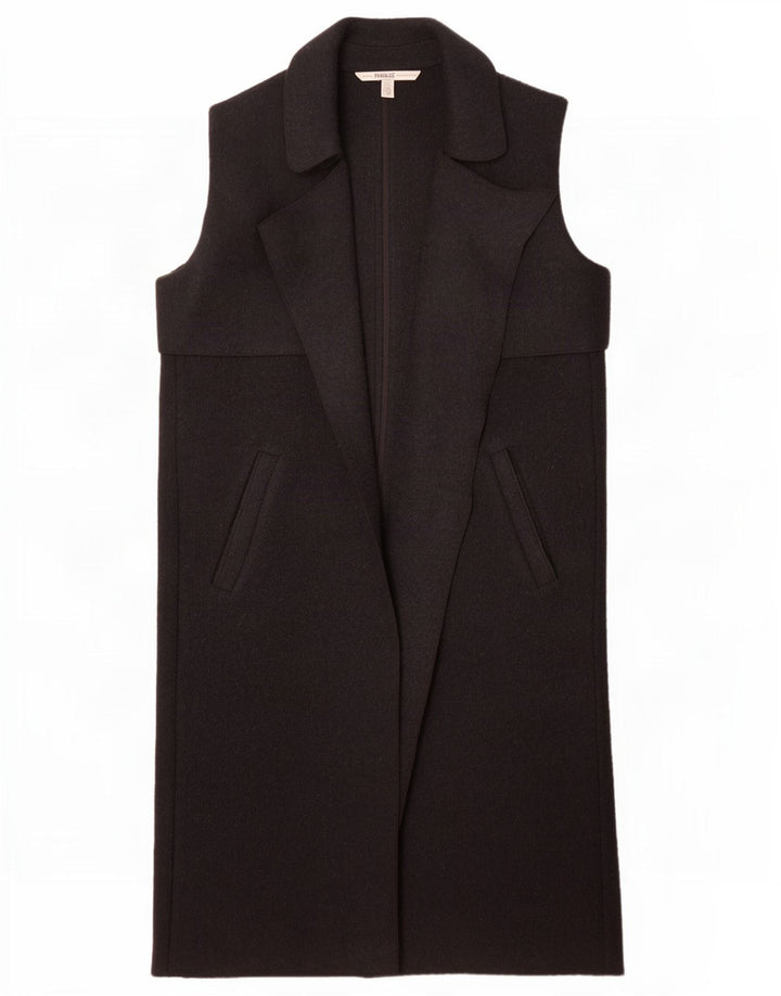 Zara Dame Trafaluc Ærmeløs åben overfrakke UK 14 Medium Sort Uld