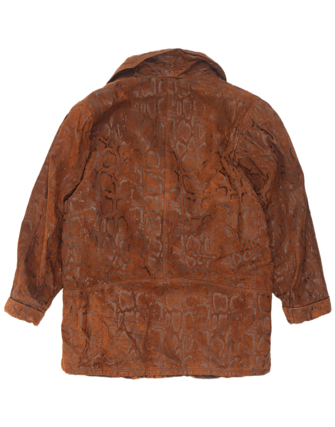 Vintage ruskindsfrakke til kvinder IT 44 Medium Brown Animal Print Læder