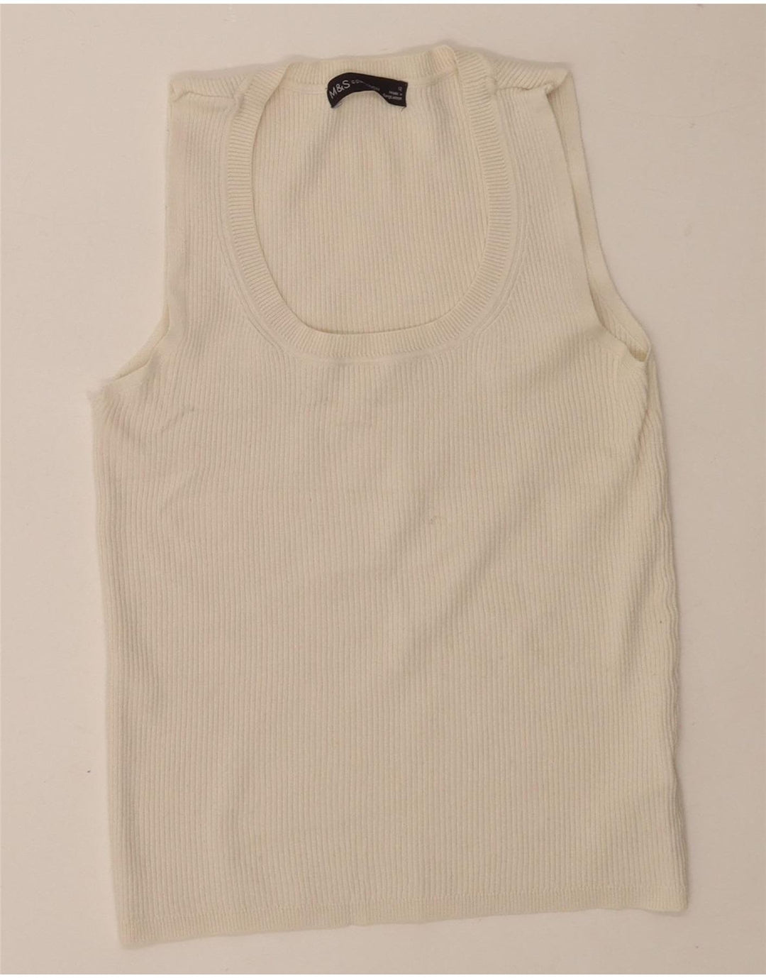 Marks & Spencer Dame Crop Vest Tank Top UK 12 Medium White Viscose