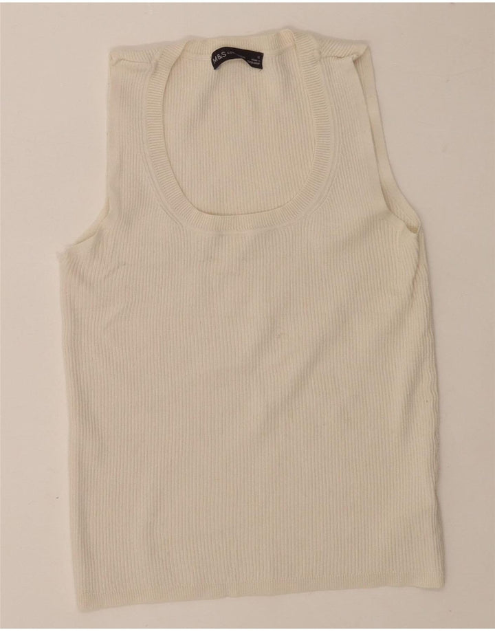 Marks & Spencer Dame Crop Vest Tank Top UK 12 Medium White Viscose