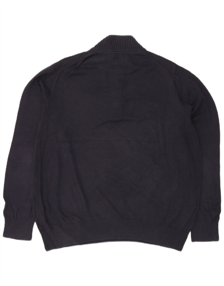 EDDIE BAUER Herre sweater med lynlåshals XL marineblå bomuld