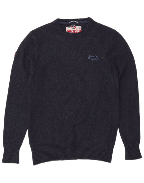 SUPERDRY Herre sweater med rund hals, medium marineblå uld