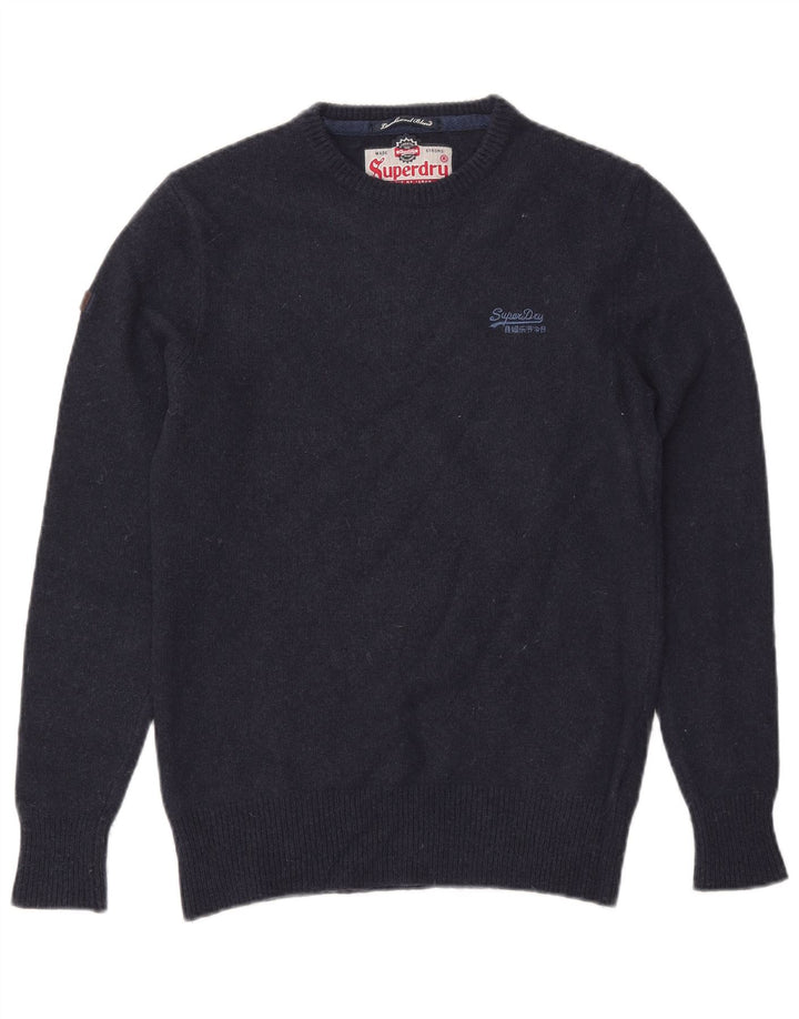 SUPERDRY Herre sweater med rund hals, medium marineblå uld