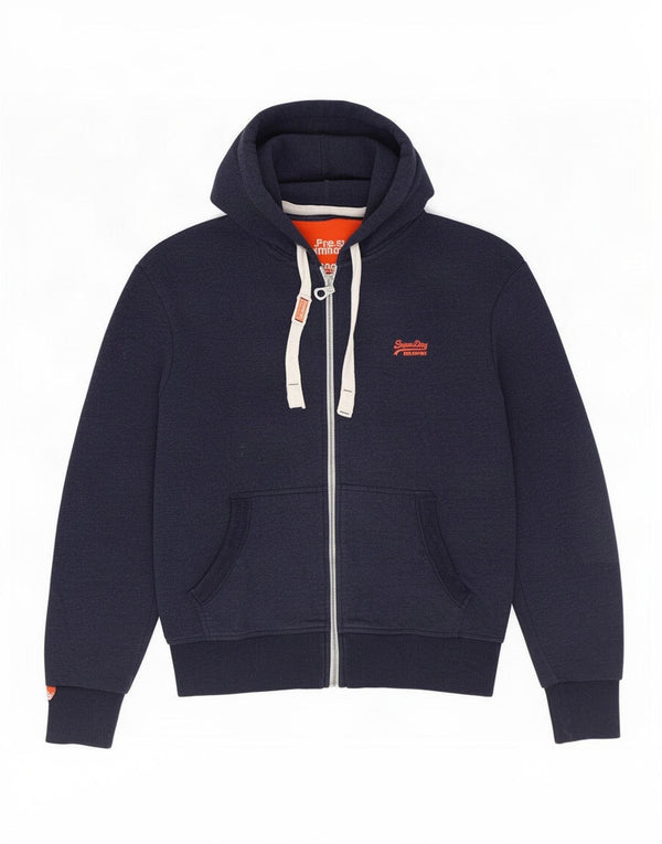 Superdry Hættetrøje med lynlås til mænd 2XL marineblå bomuld