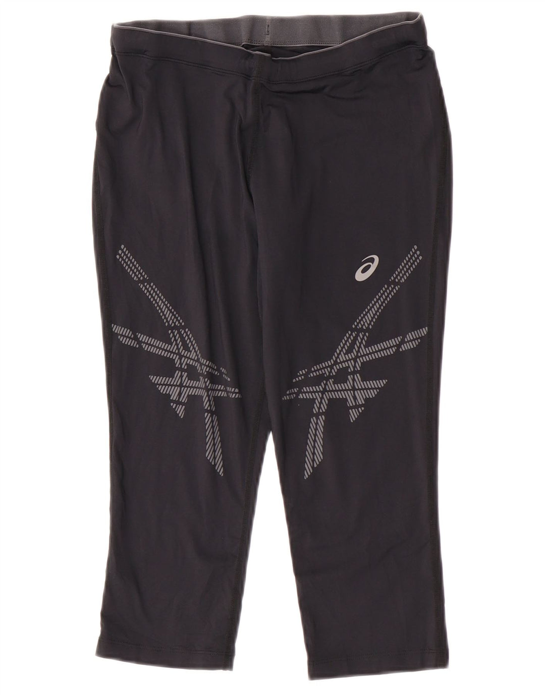 Asics Womens Graphic Capri træningsdragt Bukser UK 12 Medium Sort Polyamid