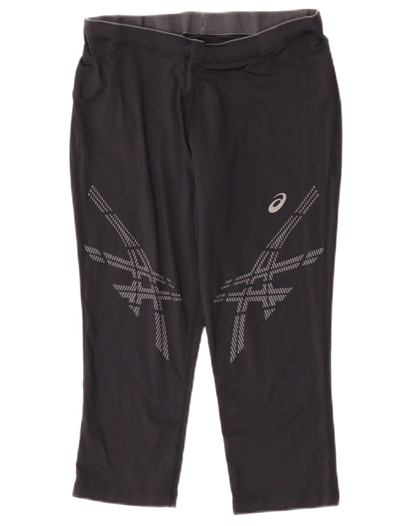 Asics Womens Graphic Capri træningsdragt Bukser UK 12 Medium Sort Polyamid