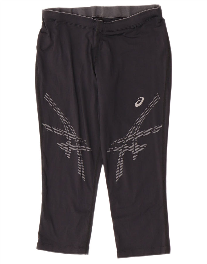 Asics Womens Graphic Capri træningsdragt Bukser UK 12 Medium Sort Polyamid