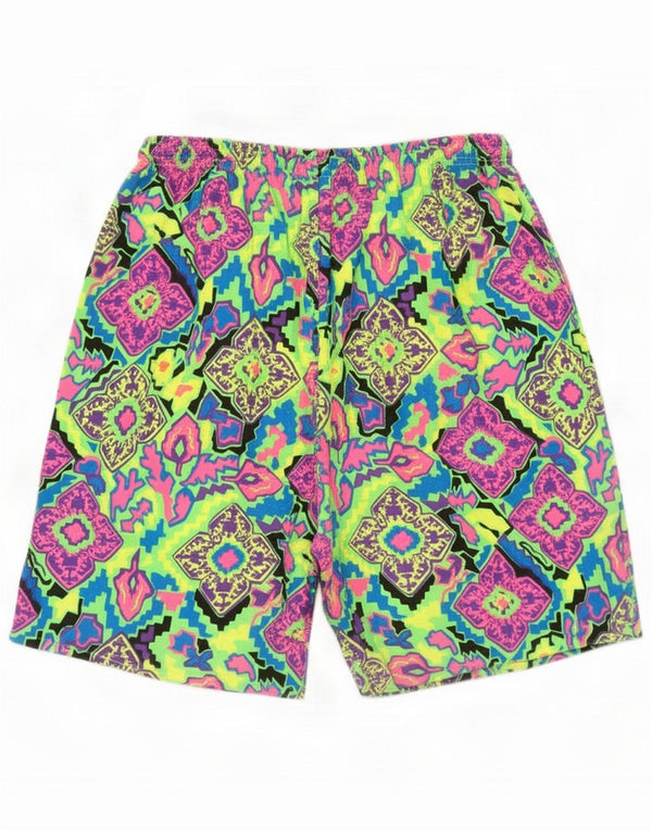 Vintage Dameshorts UK 14 Stor Flerfarvet Geometrisk Bomuld
