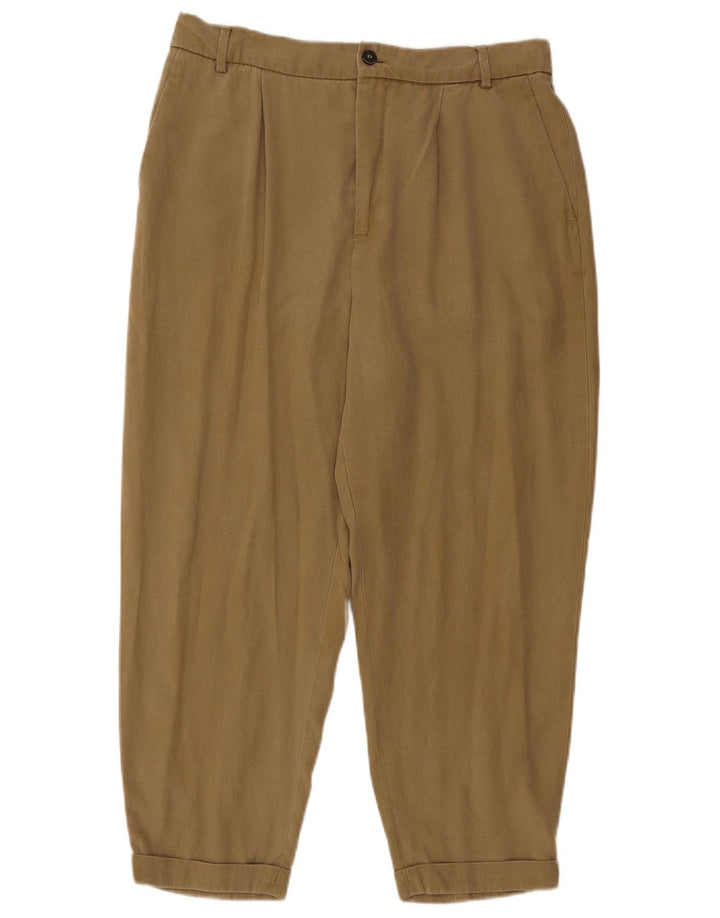 Zara Womens Pegged Cropped Trousers Medium W28 L23 Brun