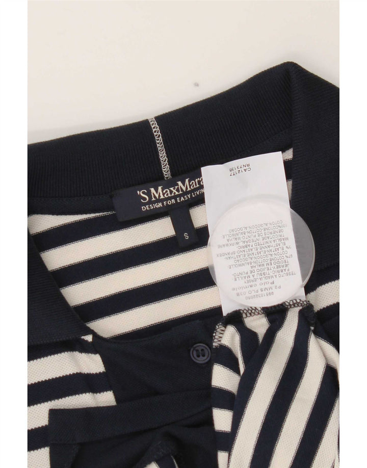 Max Mara Dame Shirt Bluse UK 10 Small Navy Blue Stribet Nautical