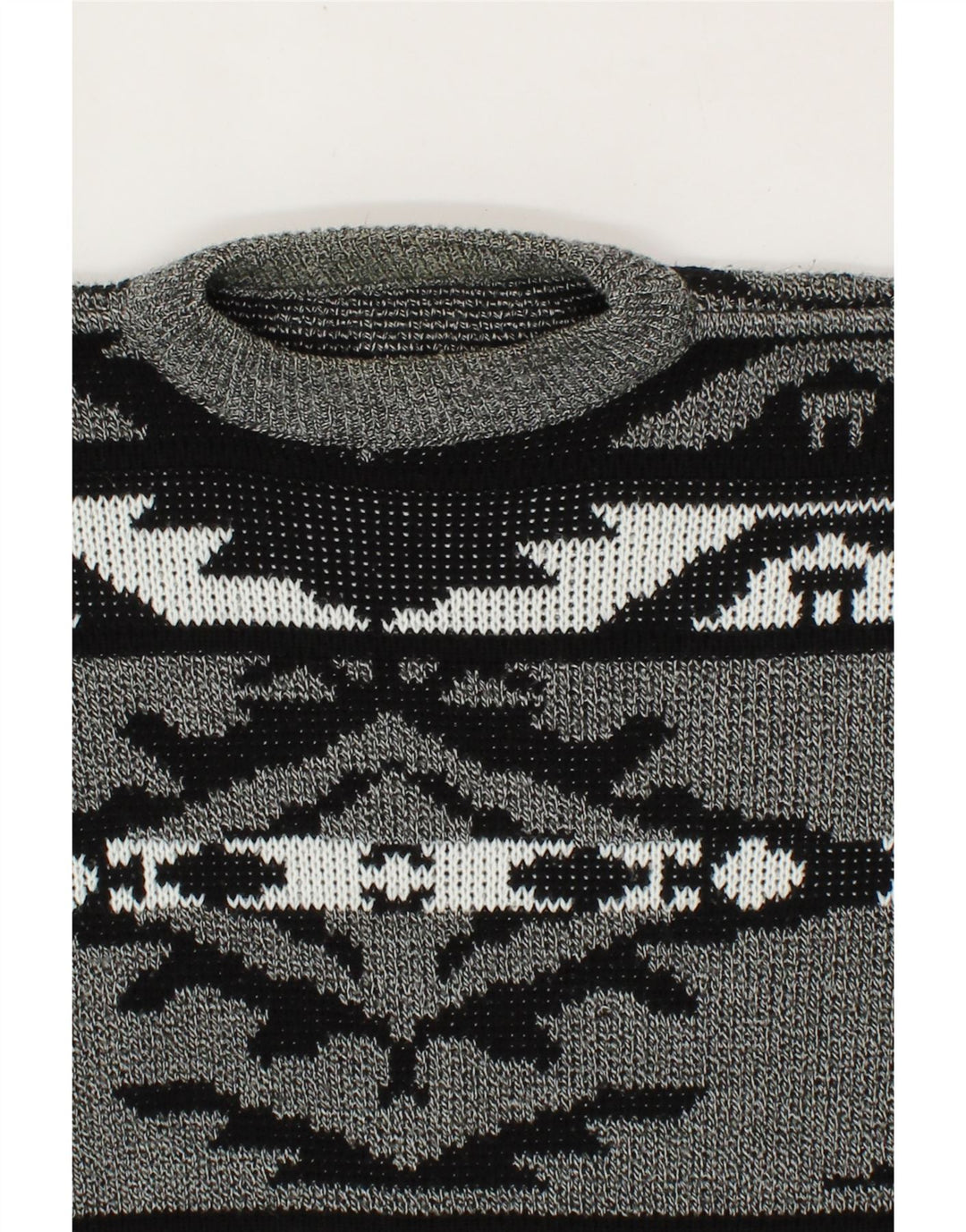 VINTAGE Mens Crew Neck Jumper Sweater 2XL Grey Fair Isle Vintage Vintage and Second-Hand Vintage from Messina Hembry 