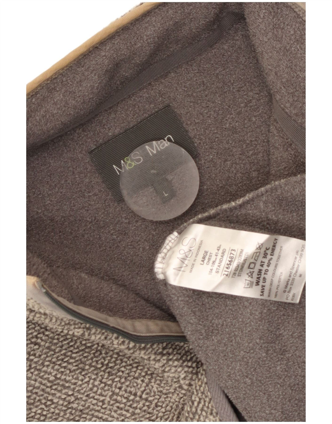 Marks & Spencer Sweatshirt med lynlås til mænd, stor grå polyester