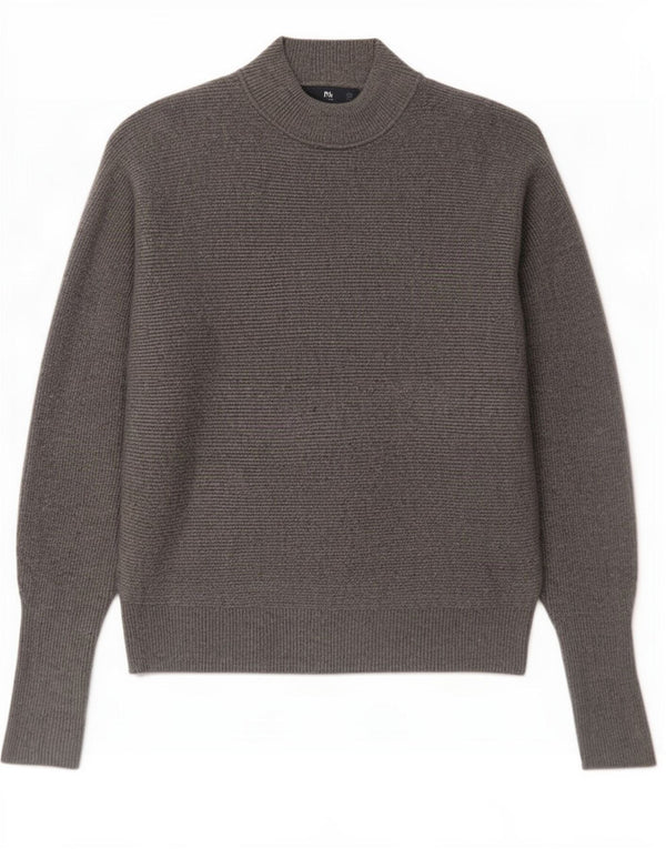Zara Womens Crop Turtle Neck Jumper Sweater UK 14 Medium Grey Viscose