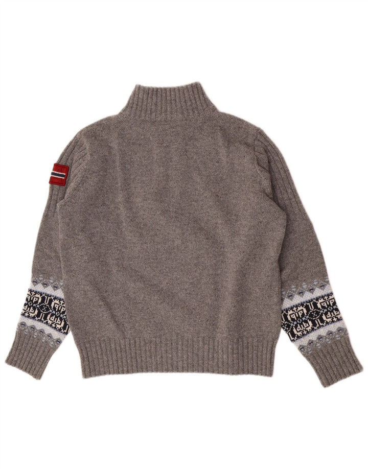 Napapijri Herre Geographic Zip Neck Jumper Sweater Medium Grey Fair Isle